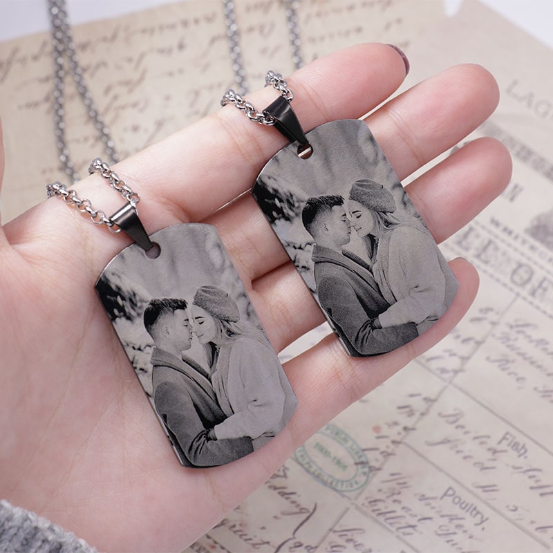 A pair of custom couple anniversary necklaces