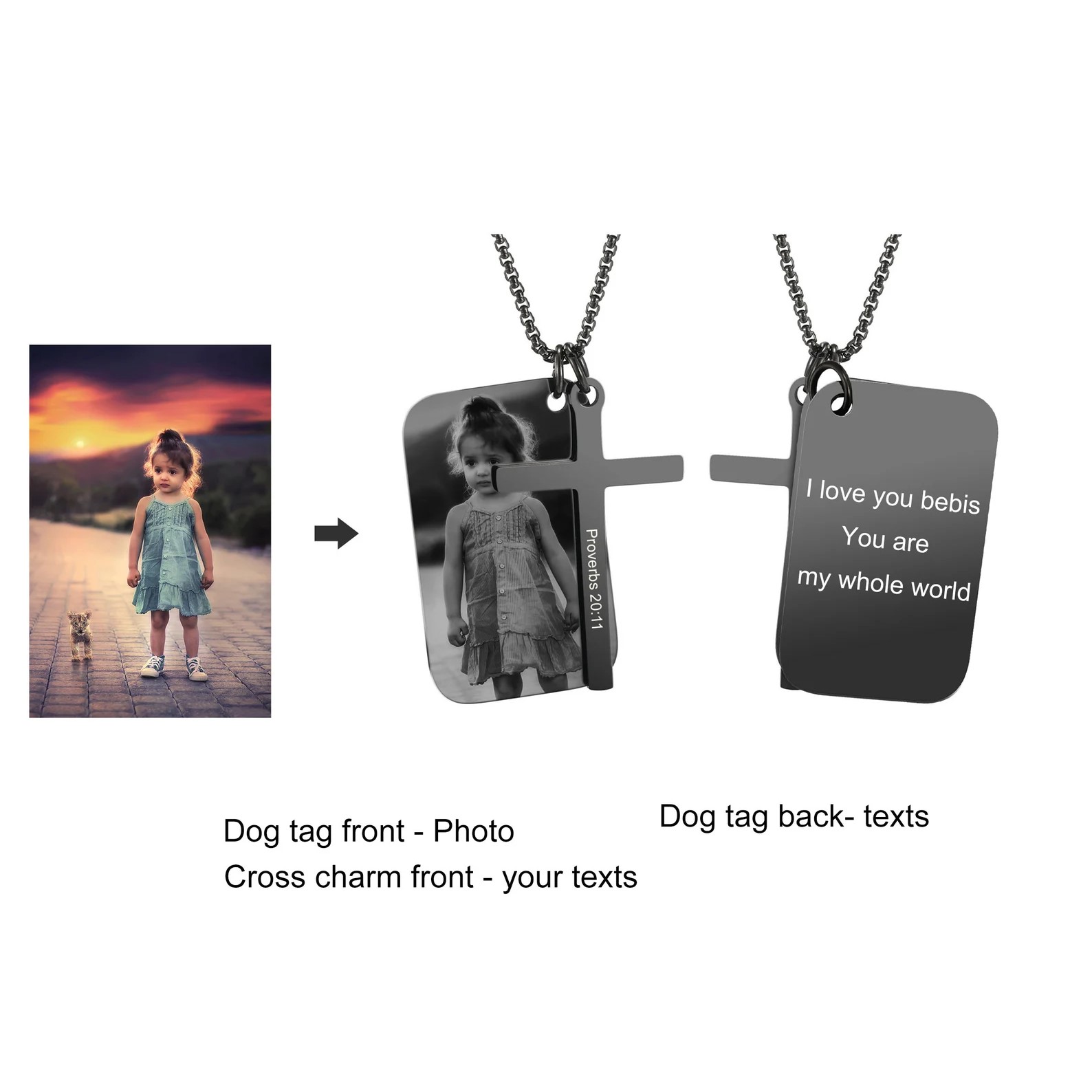 Personalized Picture Cross Necklace