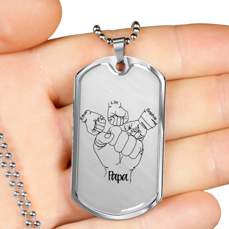 Custom father's day kids holding dad's hand necklace