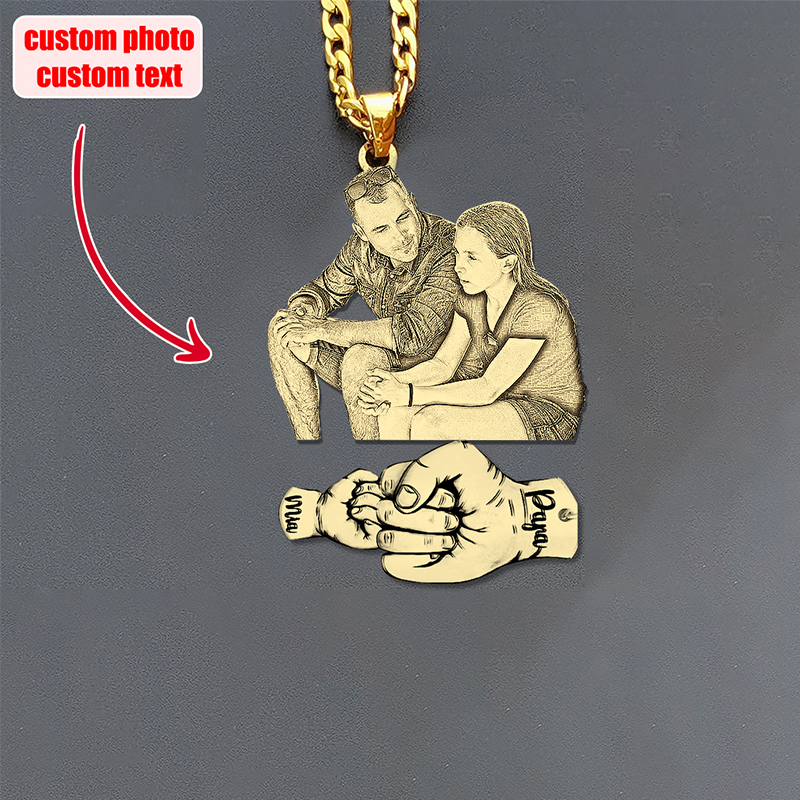 Personalized photo name fist necklace