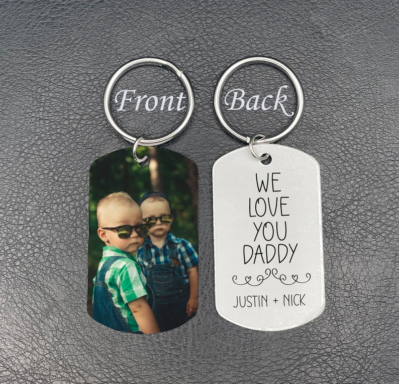 We Love You Daddy, Double Sided Keychain, Custom Photo Keychain, Personalized Keepsake, From Kids, Father's Day, New Dad Gift