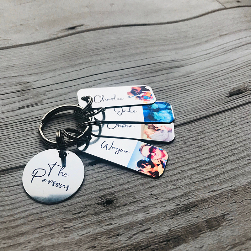 Personalized photo key ring with name