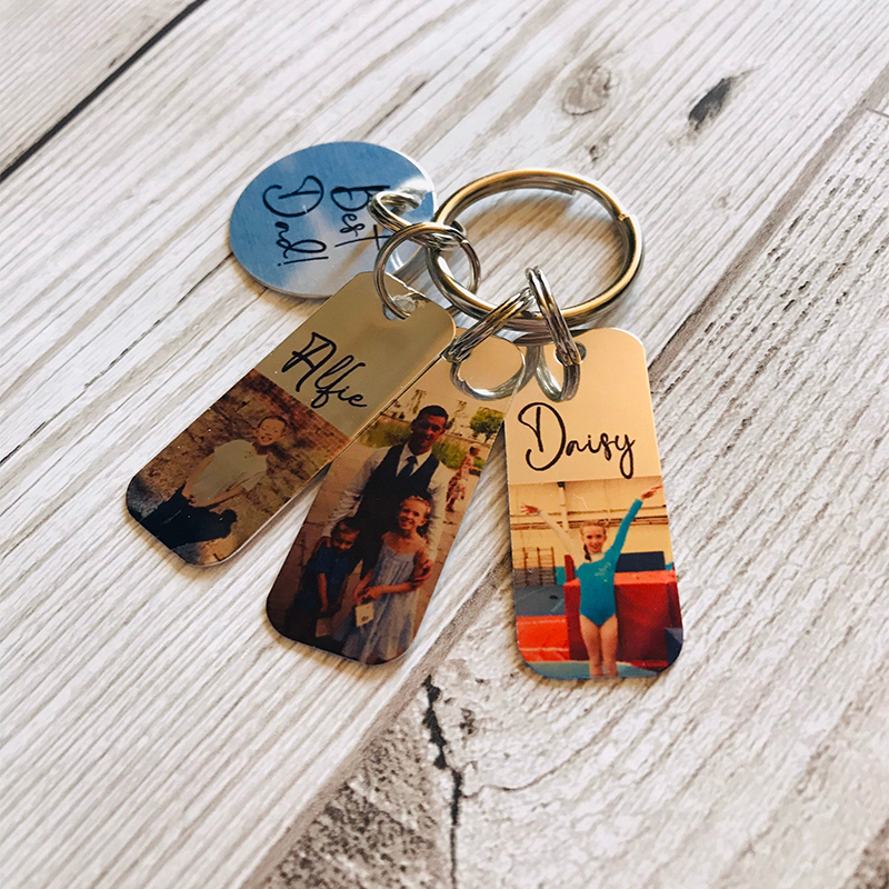 Personalized photo key ring with name