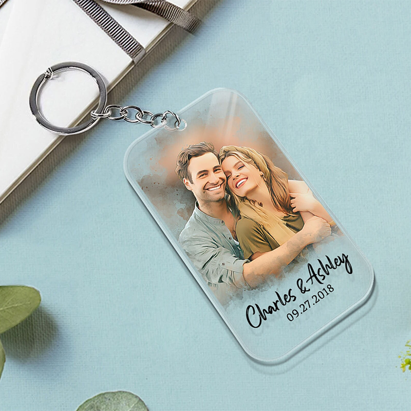 Personalized Couple Photo Keychain