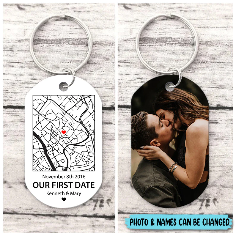 Couple Map Photo Anniversary - Personalized Keychain - Gift for Valentine's Day