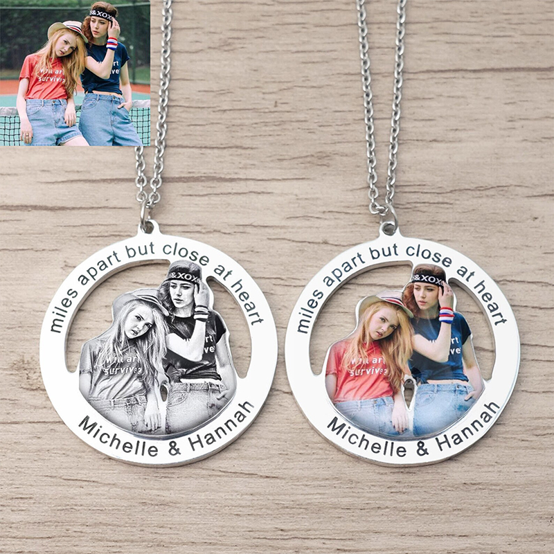 Personalized Mother Son Daughter Family Photo Necklace