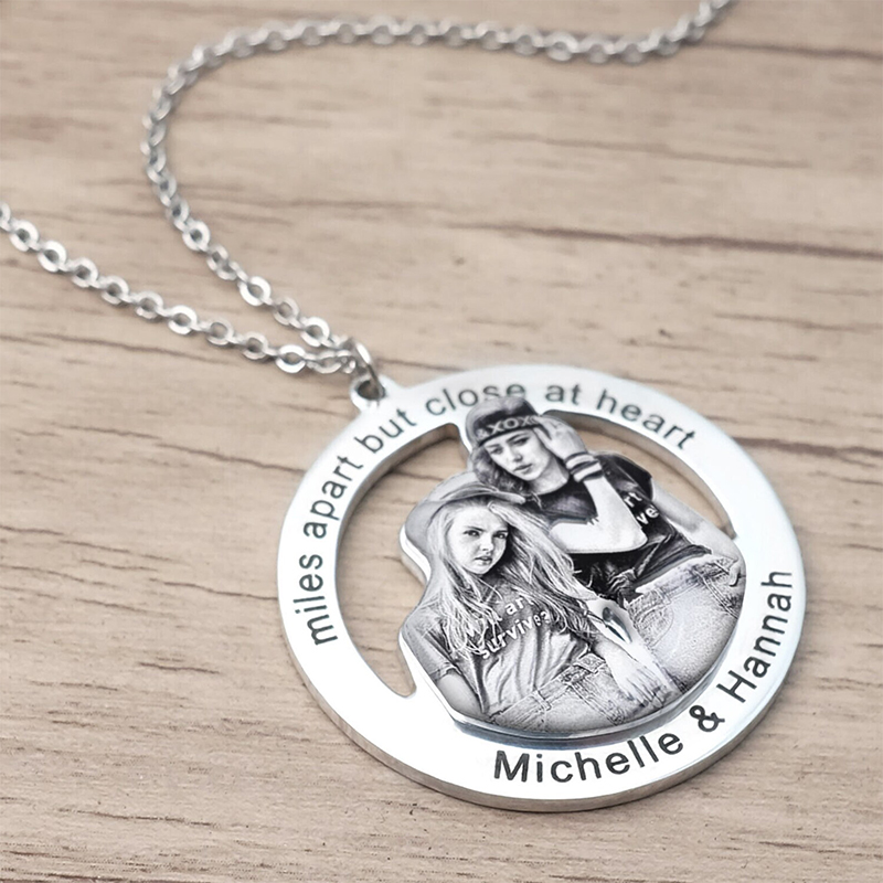 Personalized Mother Son Daughter Family Photo Necklace