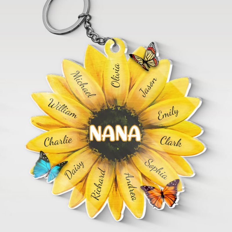 Personalized sunflower keychain