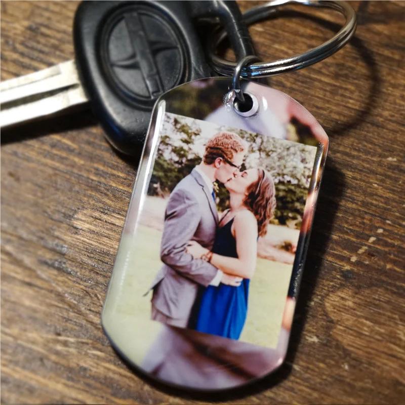 Personalized couple photo keychain for boyfriend