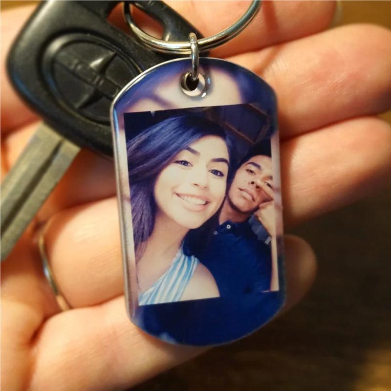 Personalized couple photo keychain for boyfriend