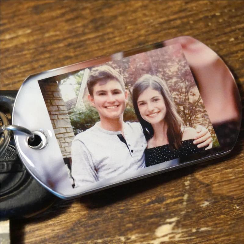 Personalized couple photo keychain for boyfriend