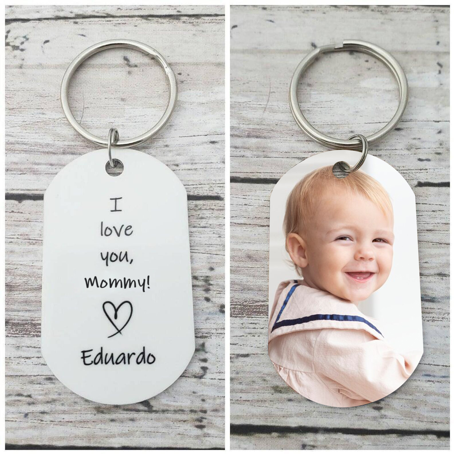 Custom Mommy Keychain, I Love You Mommy Photo Keychain, Personalized Mother's Day Gift, Double Sided Keychain With Picture, New Mommy Gift