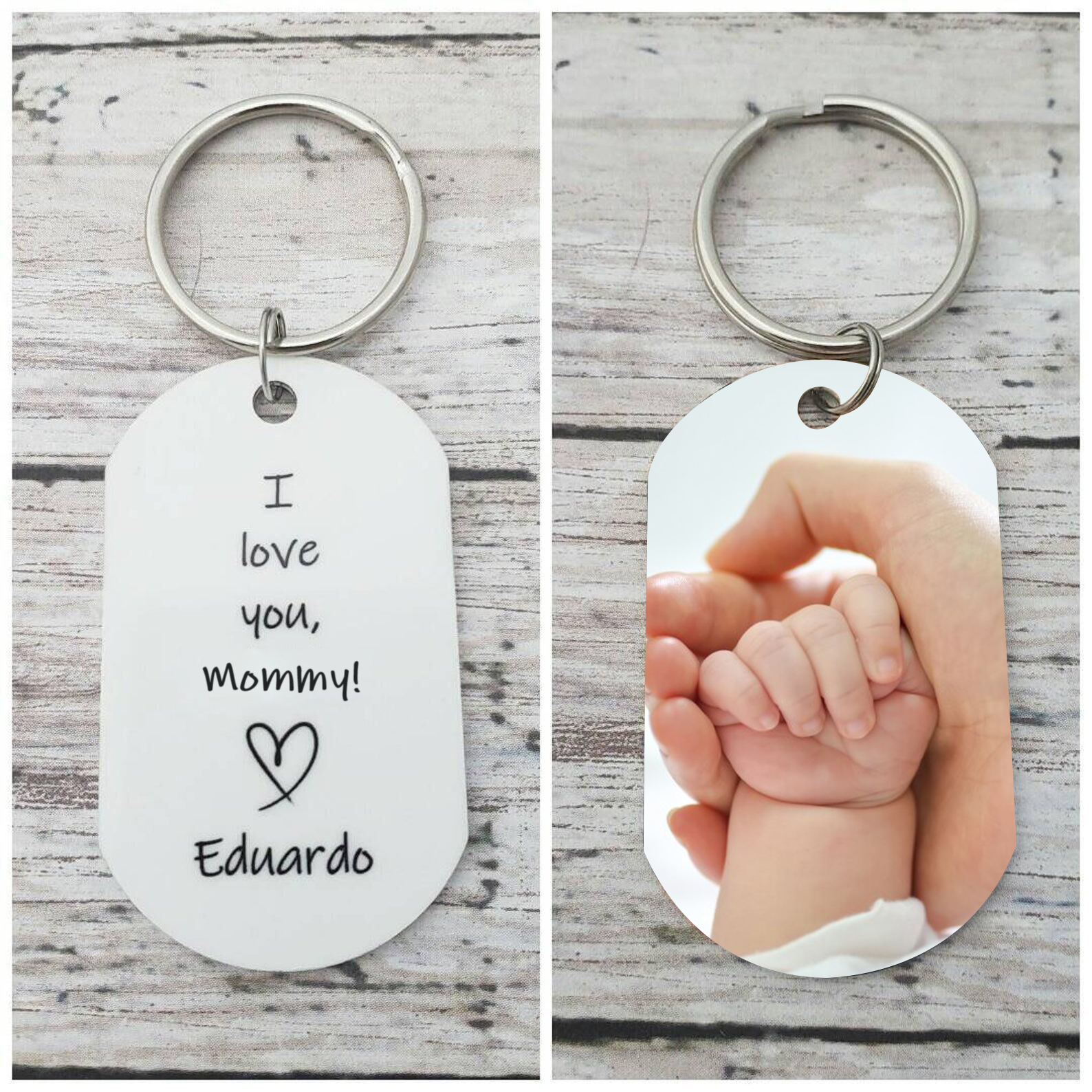 Custom Mommy Keychain, I Love You Mommy Photo Keychain, Personalized Mother's Day Gift, Double Sided Keychain With Picture, New Mommy Gift