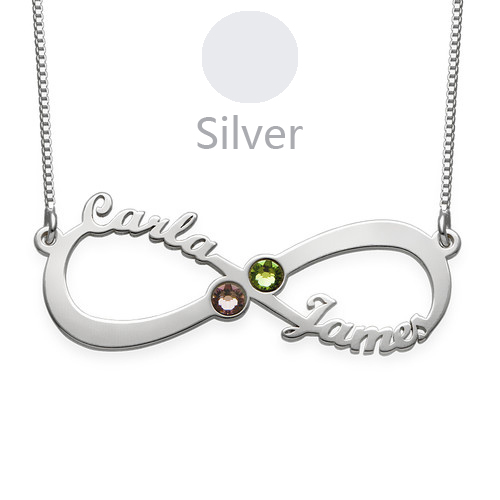 Infinity Name Necklace with Birthstones