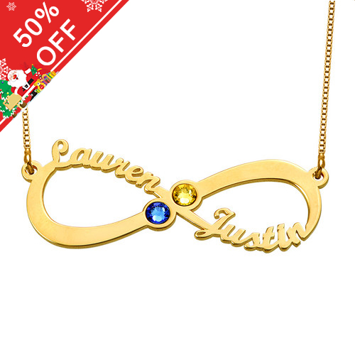 Infinity Name Necklace with Birthstones