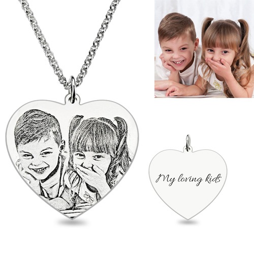 Personalized Photo Necklace Silver