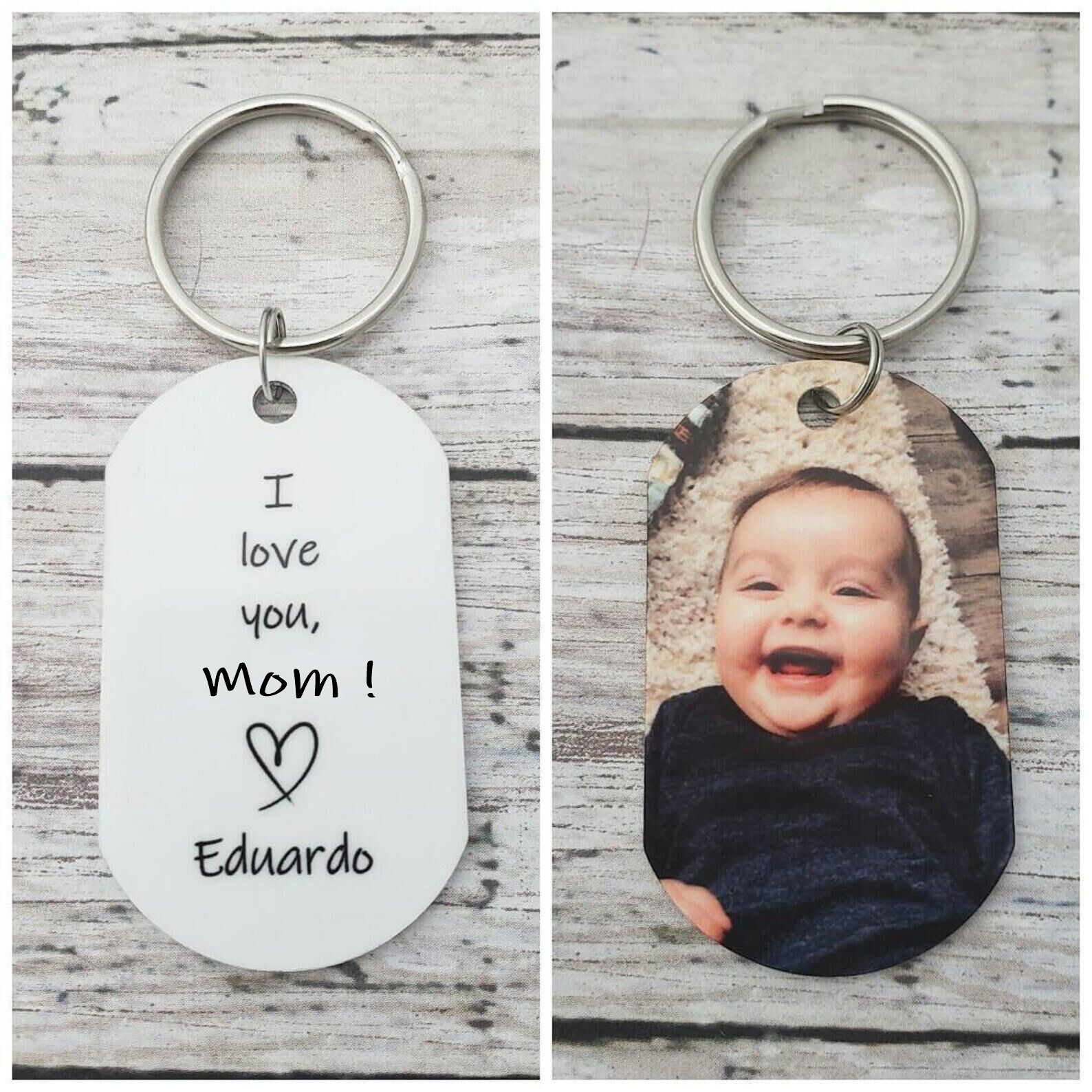 Custom Mom Keychain, I Love You Mom Photo Keychain, Personalized Mother's Day Gift, Double Sided Keychain With Picture, New Mom Gift