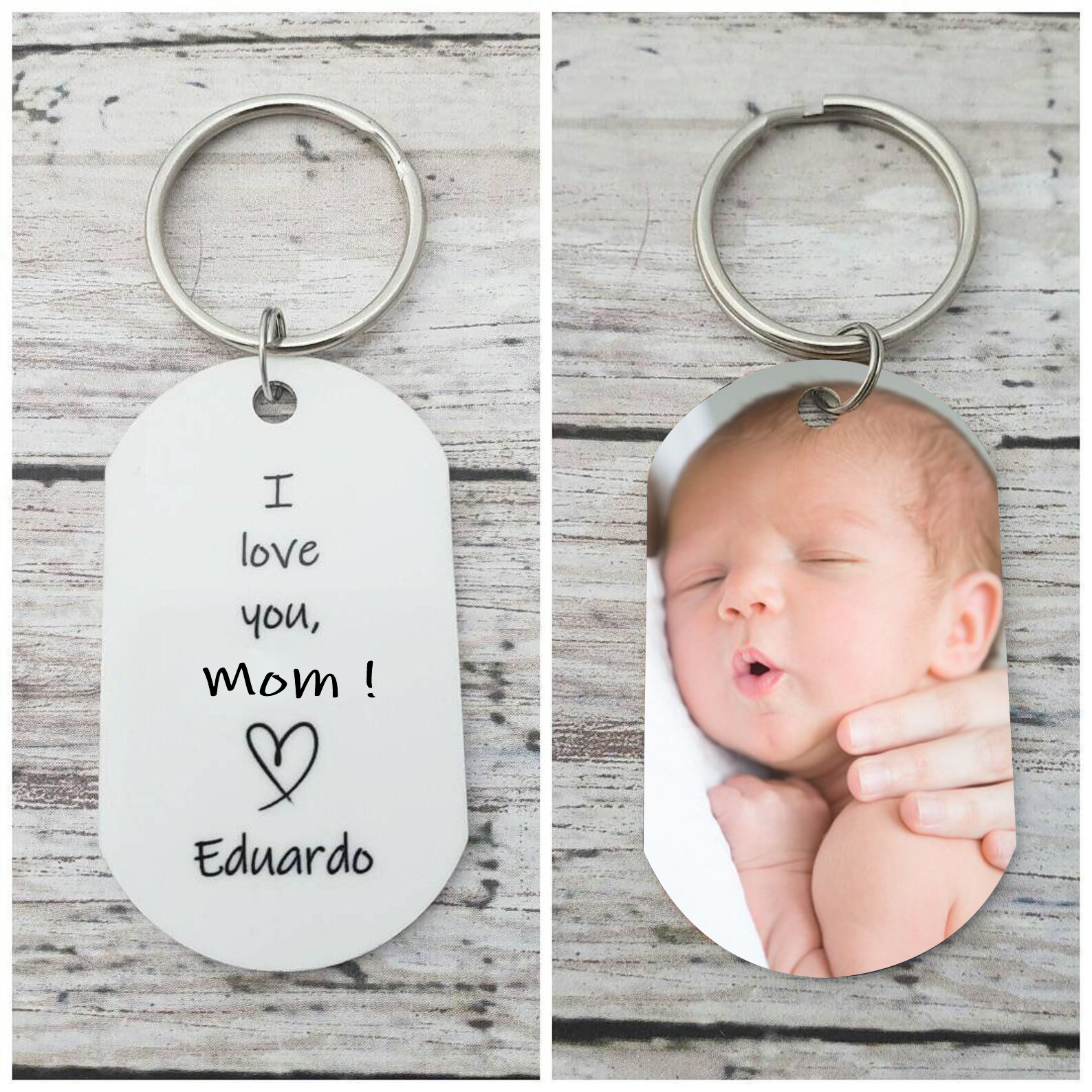 Custom Mom Keychain, I Love You Mom Photo Keychain, Personalized Mother's Day Gift, Double Sided Keychain With Picture, New Mom Gift