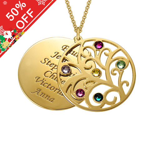 Filigree Family Tree Birthstone Necklace