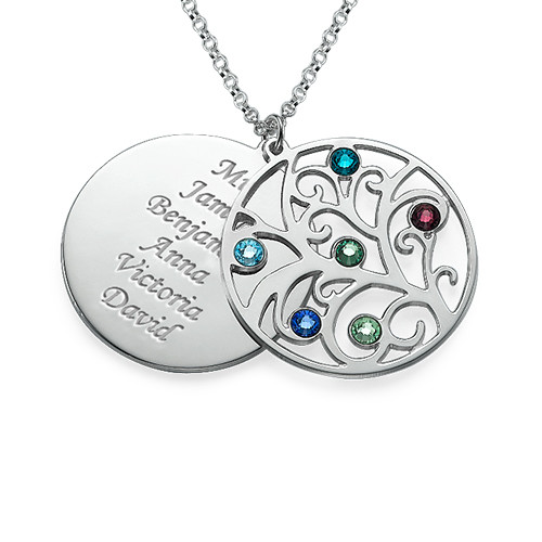 Filigree Family Tree Birthstone Necklace