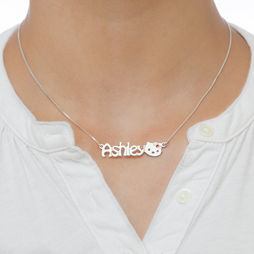 Kute Kitten Name Necklace for Girls