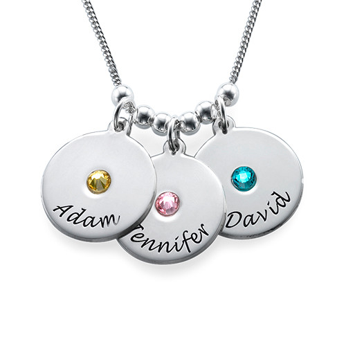 Mother's Disc and Birthstone Necklace in 18k Gold Plated